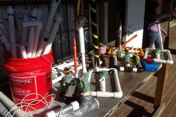 A fleet of student-built rockets ready for launch