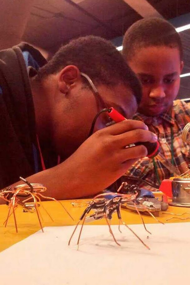 Soldering workshop at library