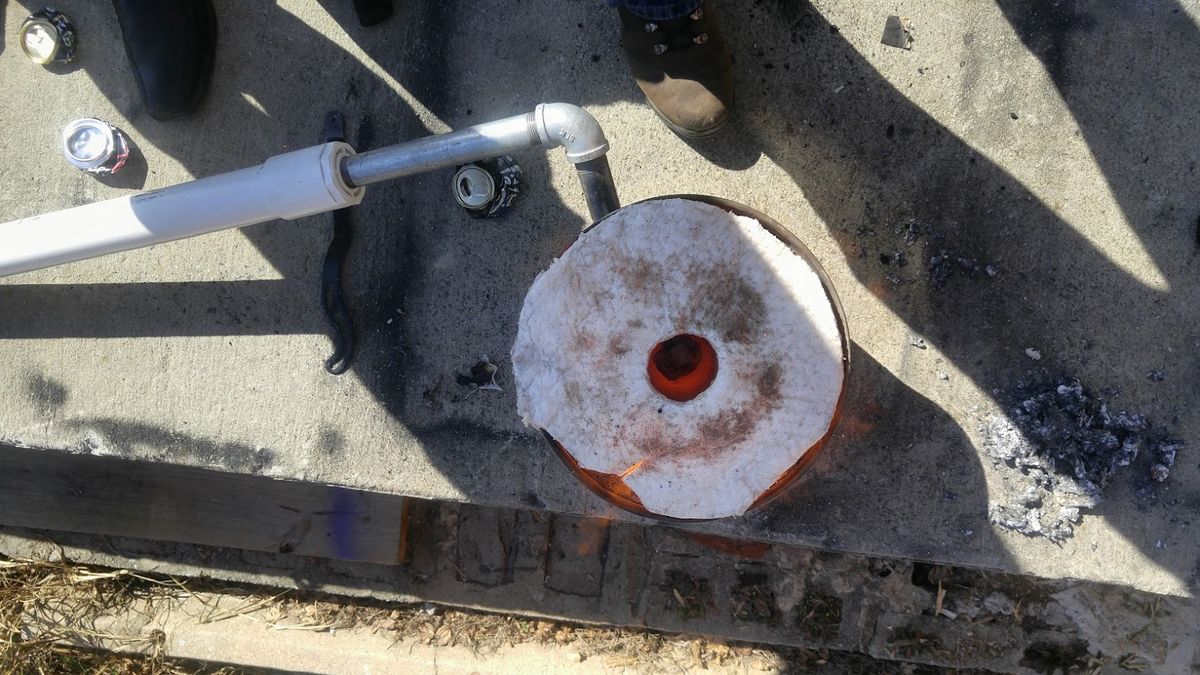 Foundry furnace with glowing molten aluminum